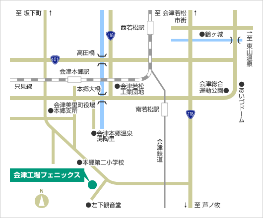 会津工場フェニックス地図